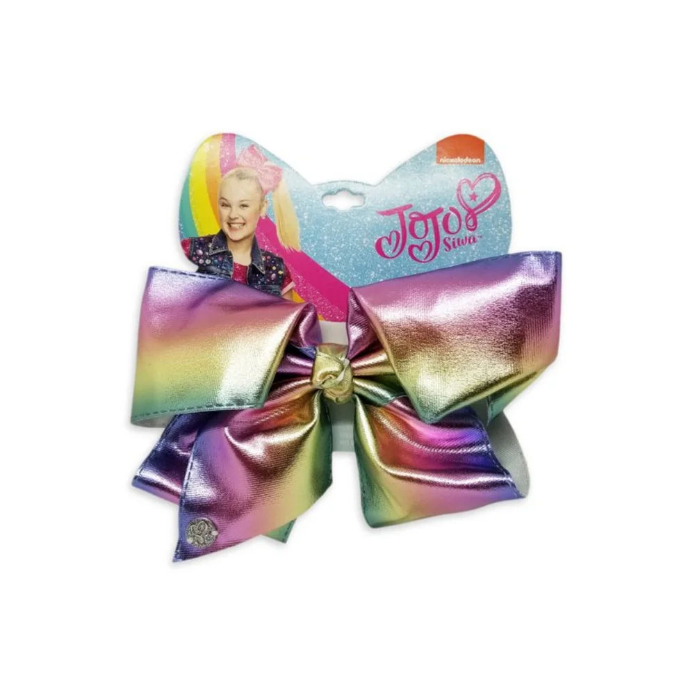 NEW JoJo Siwa Large Cheer Hair Bow Pastel Rainbow Metallic JJ997